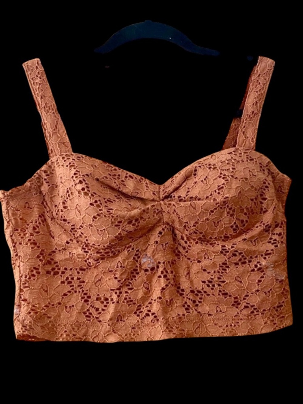 Coveted Clothing Rust Lace Bustier Crop Top Coquette Corset Bralette L